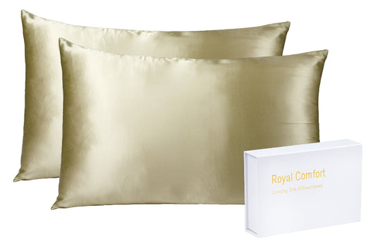 Mulberry Soft Silk Hypoallergenic Pillowcase Twin Pack 51 x 76cm - Champagne I Dust Mite Allergy Solutions Australia