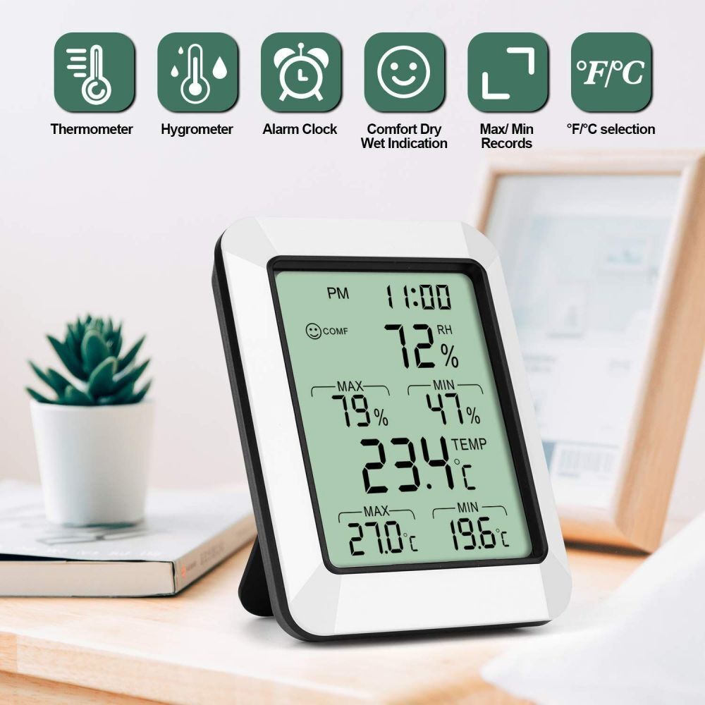 Hygrometer, Thermometer, Humidity Meter, Air Quality Monitor - Dust Mite Allergy Solutions 