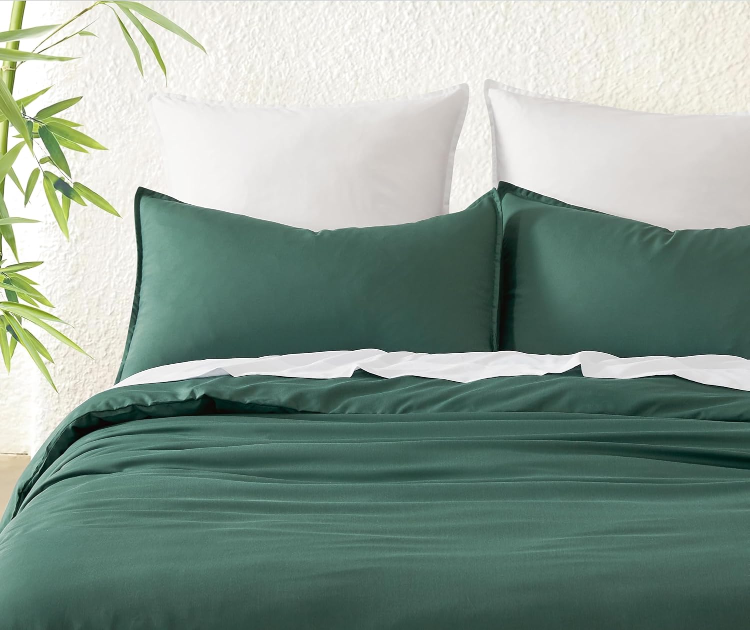 Green Single Size Bamboo Microfibre Quilt Cover Set. Hypoallergenic, moisture-wicking, and temperature-regulating for year-round comfort.