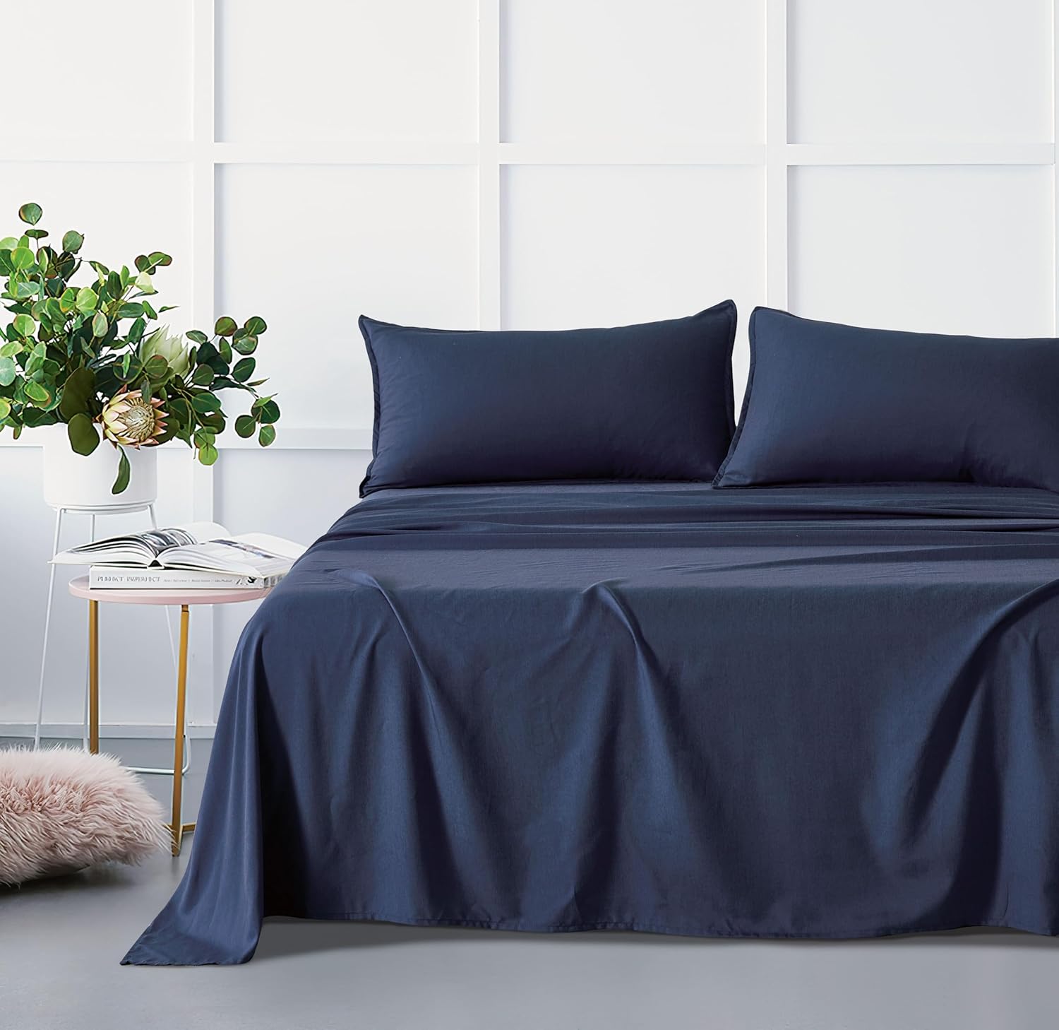 Bamboo Microfibre Sheet Set - Navy - Single - Dust Mite Allergy Solutions