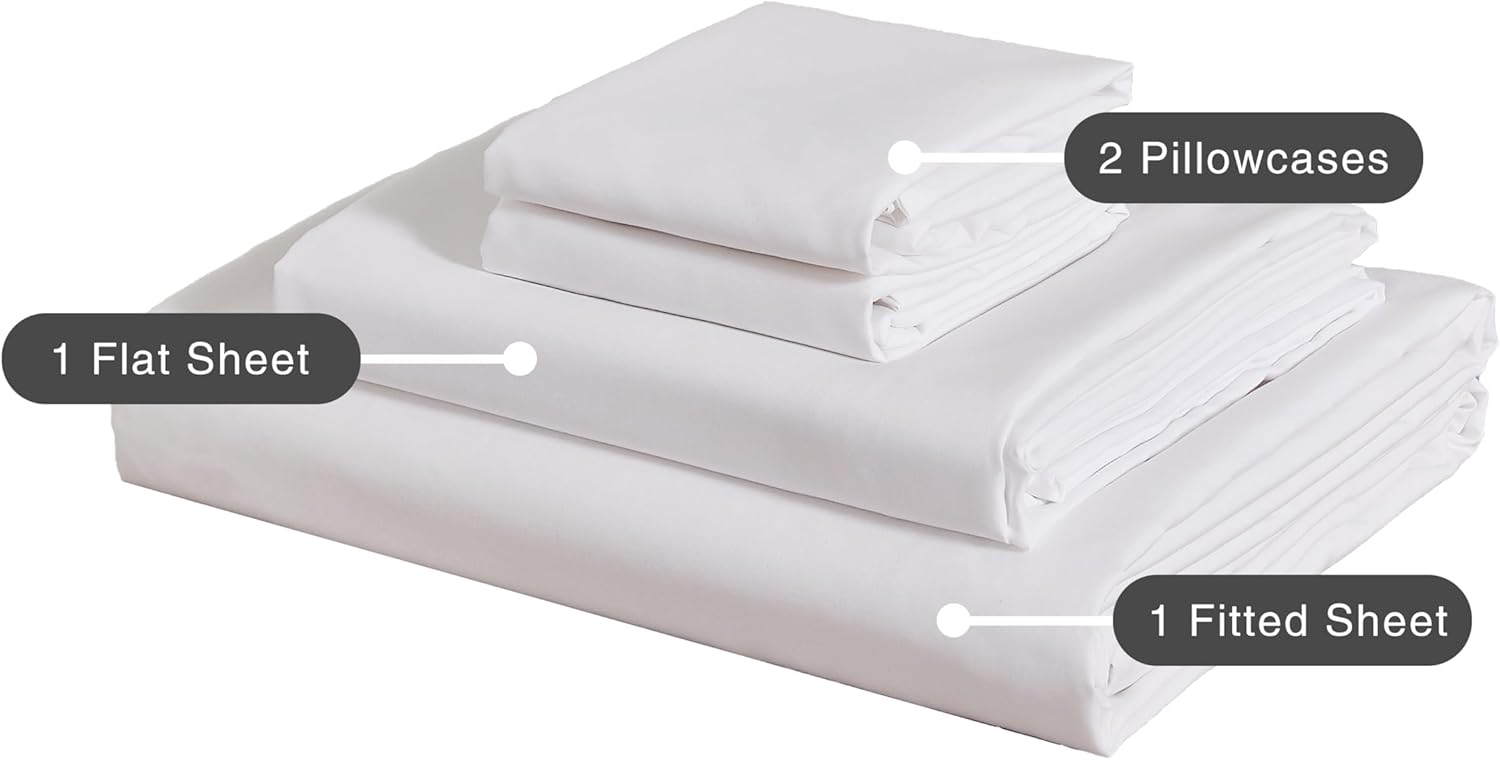 Bamboo Microfibre Sheet Set - White - Single