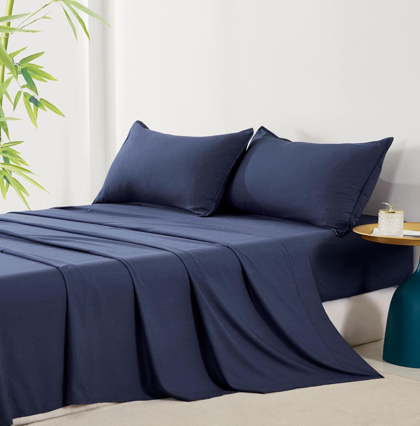 Bamboo Microfibre Sheet Set - Navy - Double - Dust Mite Allergy Solutions