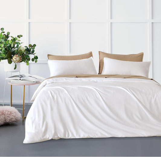 Bamboo Microfibre Quilt Cover Set - White - Queen - Dust Mite Allergy Solutions Australia