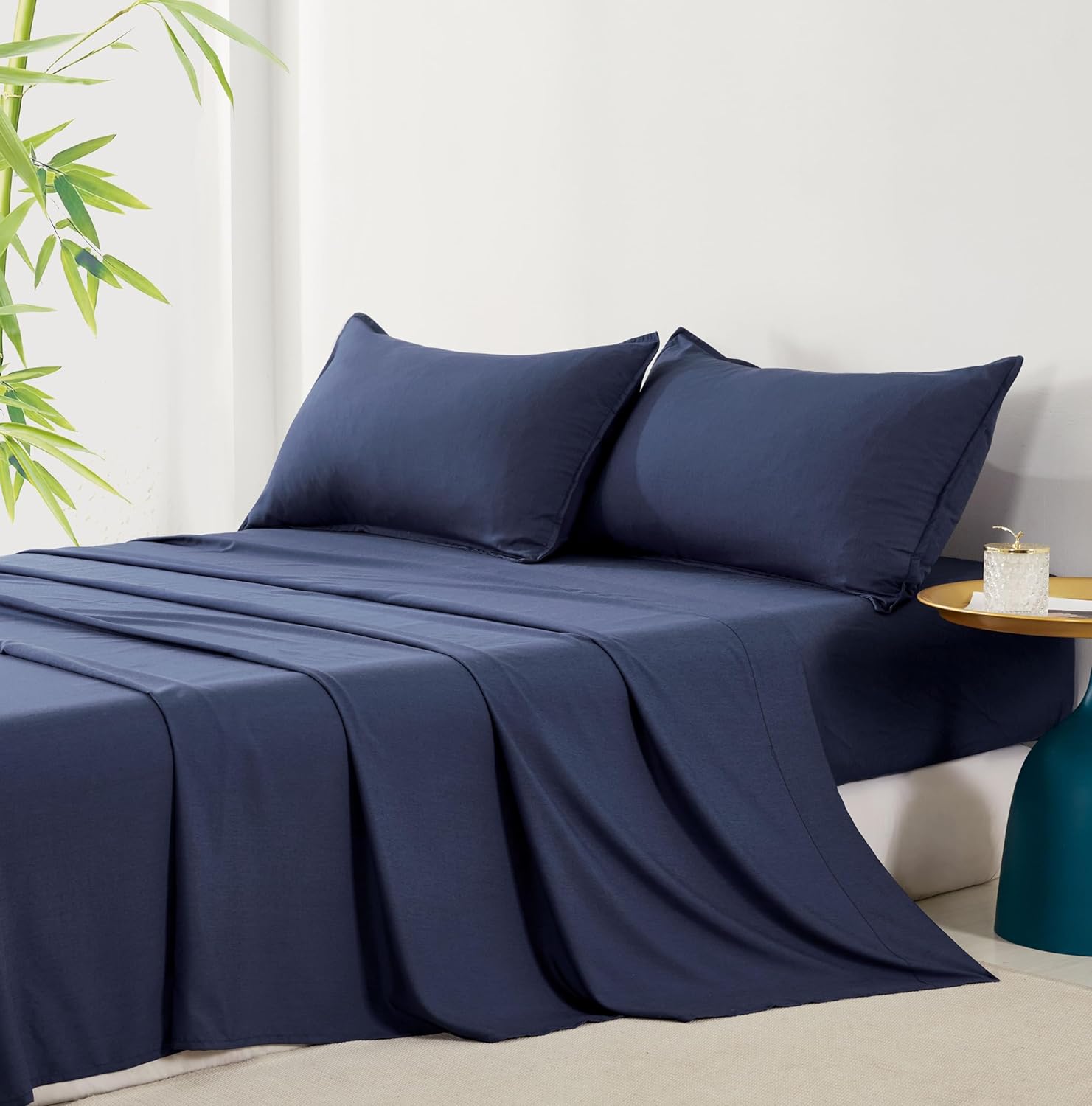 Bamboo Microfibre Sheet Set - Navy - Queen - Dust Mite Allergy Solutions