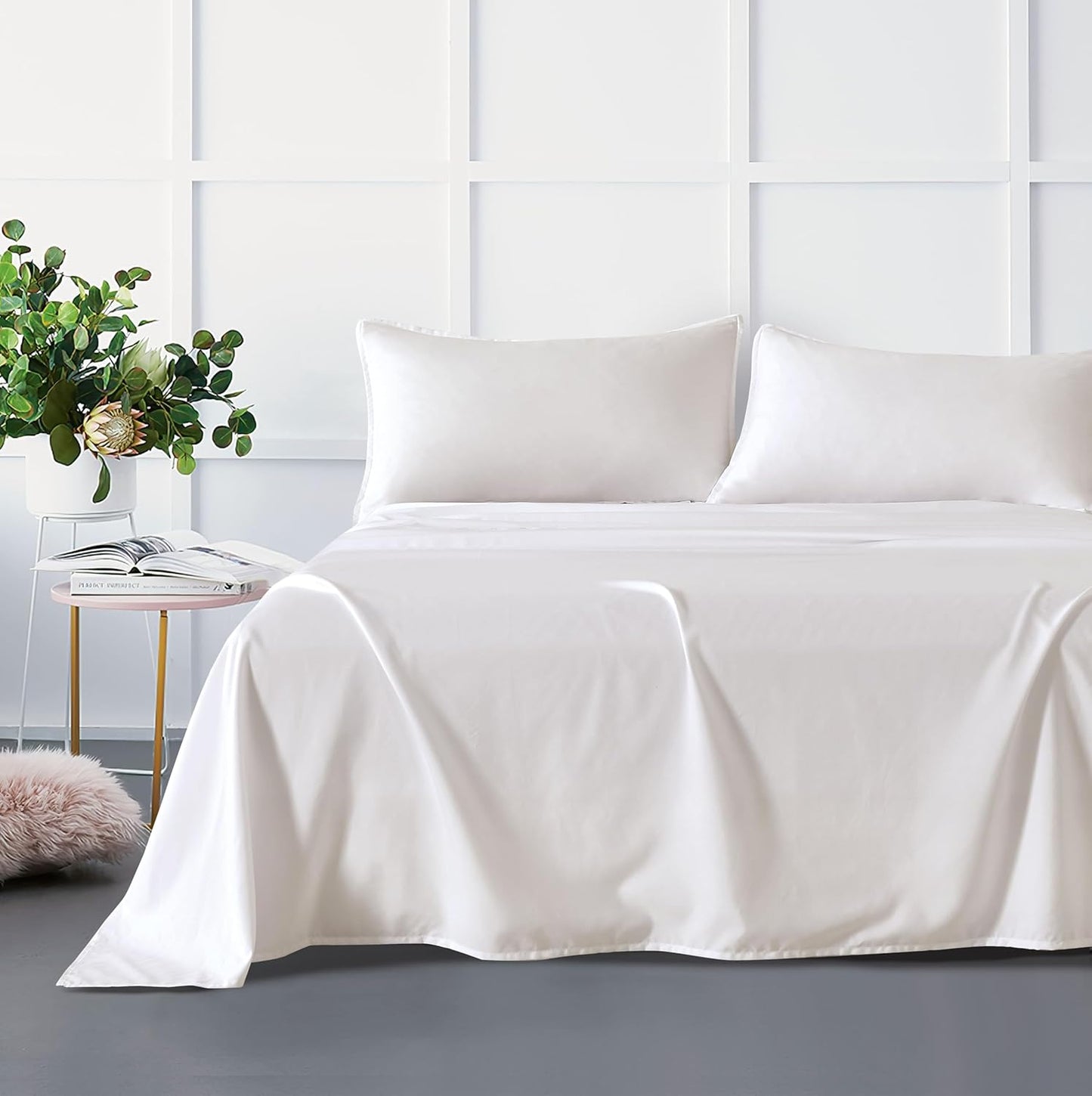 Bamboo Microfibre Sheet Set - White - Queen Size