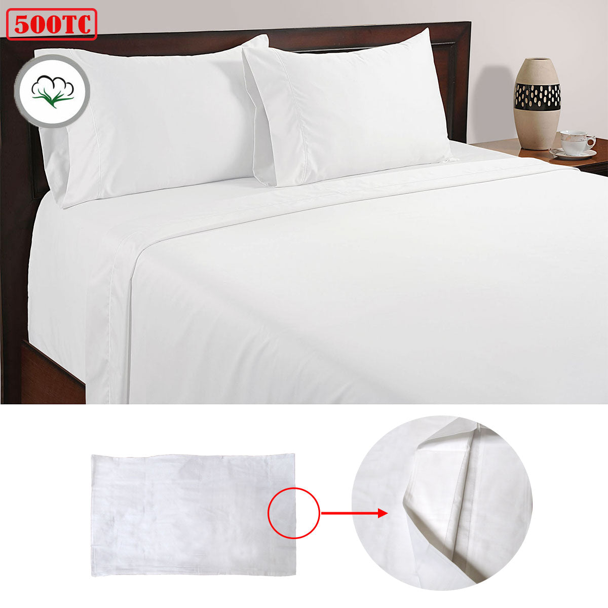 500TC 100% Cotton Sheet Set I White I Queen