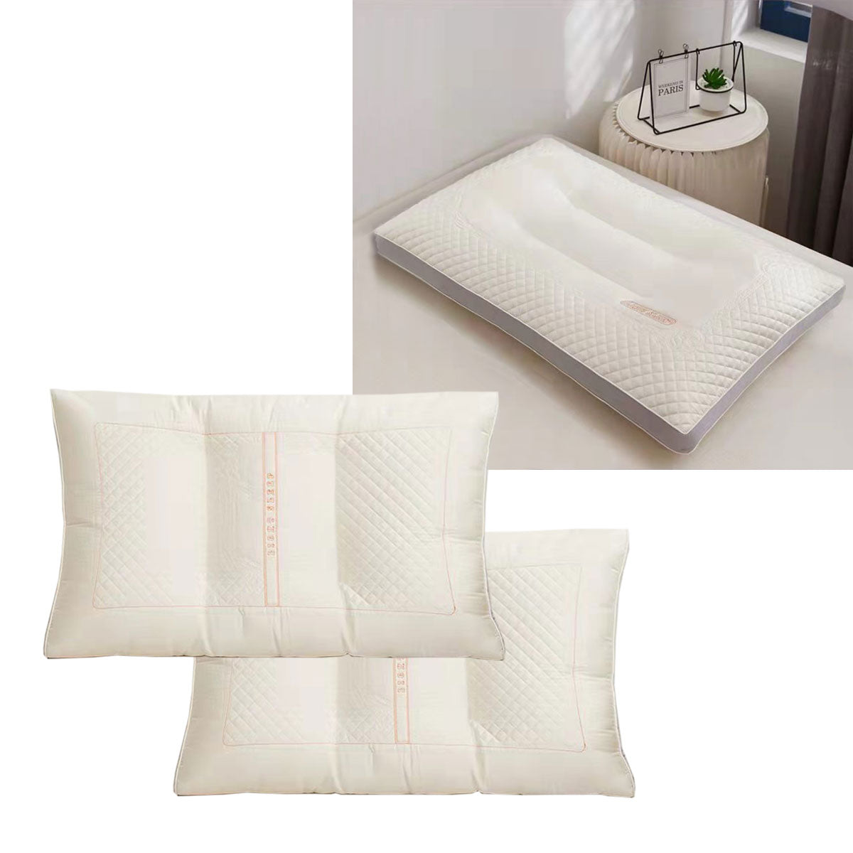 Twin Pack Pearl Protein & Latex Skin Friendly Standard Pillows 48 x 74 cm Dust Mite Allergy Solutions