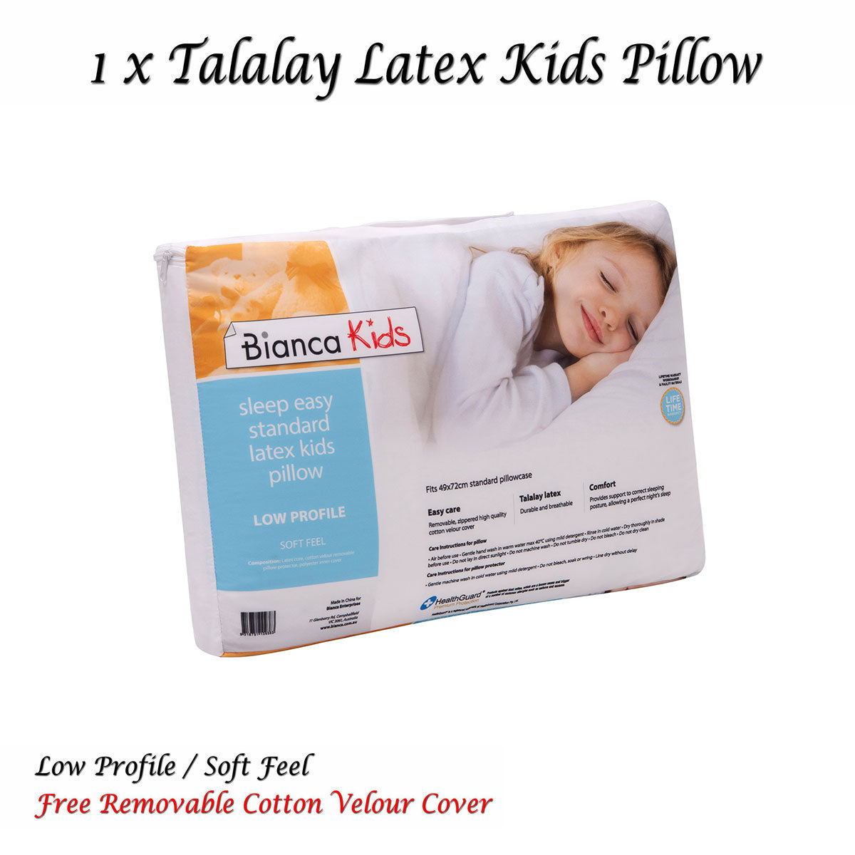 Latex Kids Pillow I Low Profile I 60 x 40 x 14 cm - HealthGuard- Dust Mite Allergy Solutions - Hypoallergenic pillow, allergy-friendly pillow, latex pillow for allergies, breathable cotton pillow, dust mite resistant pillow, antimicrobial pillow, eco-friendly pillow, natural latex pillow, non-toxic pillow, chemical-free pillow, allergy relief sleeping pillow, skin-friendly pillow, asthma-friendly pillow.