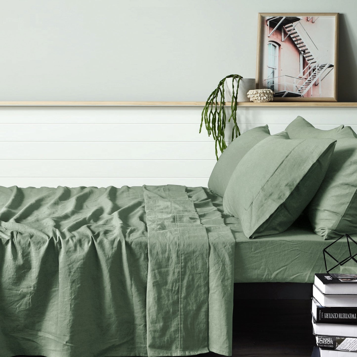 100% Linen Sheet Set I Sage I Queen