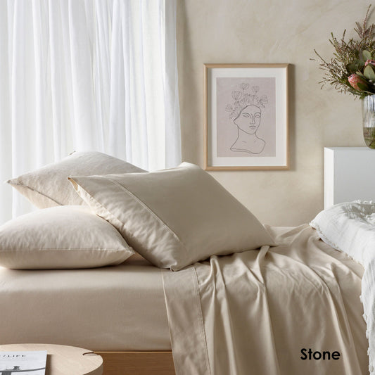 Eucalyptus Cotton Sheet Set I Stone I King